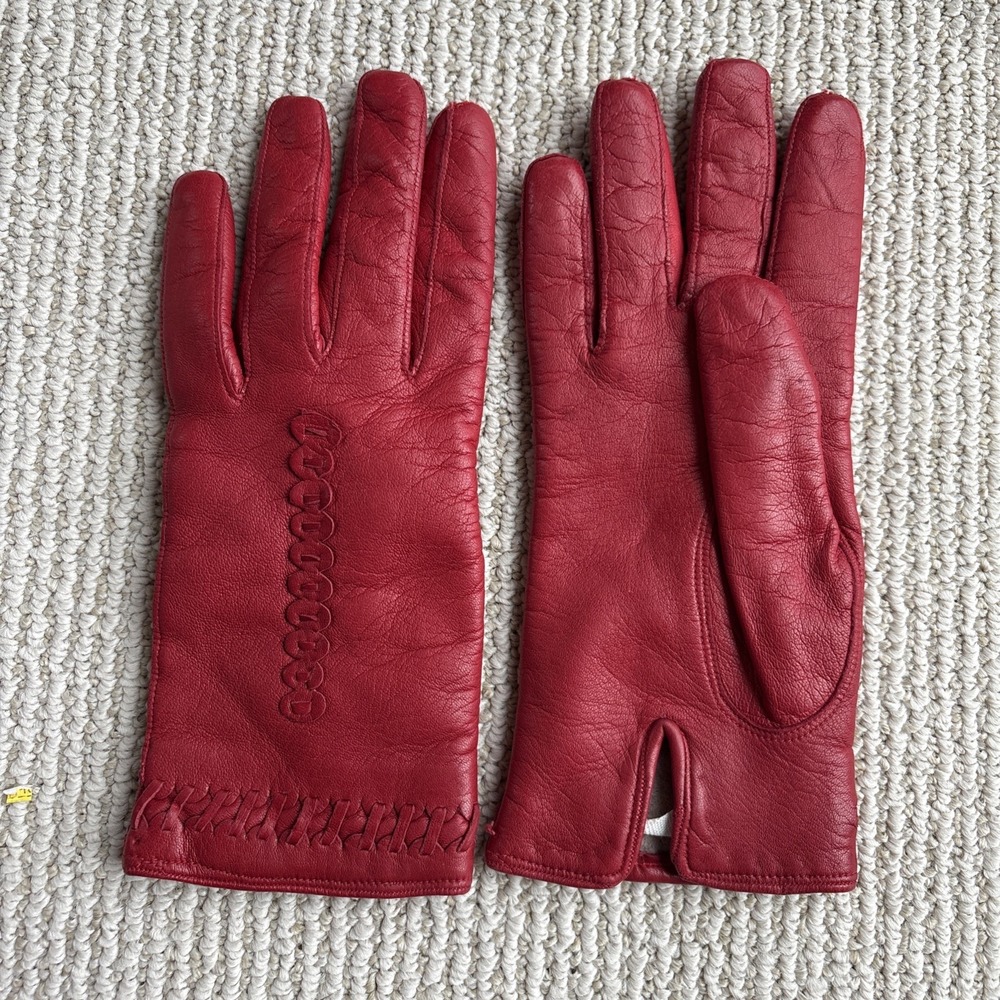 Vintage Red Gloves by Superb 6.5 Made in Italy Leather Lined Gift Women's Prop